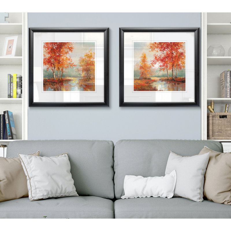 «Autumn's Grace I», ensemble de 2 reproductions encadrées, Cadre noir