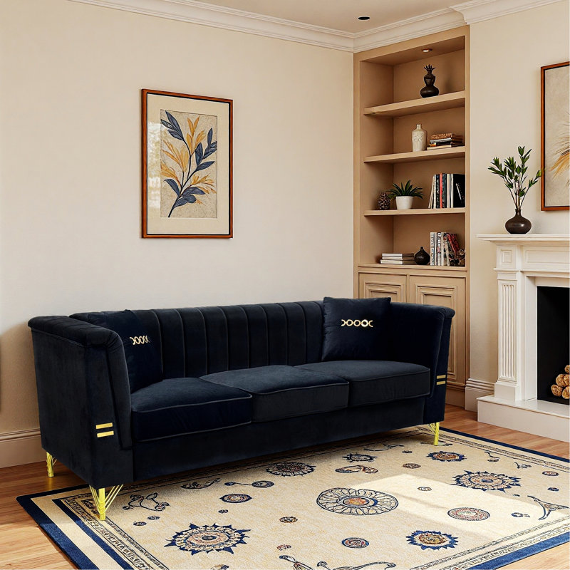 Canapé avec pieds en métal pour l'intérieur, Noir
