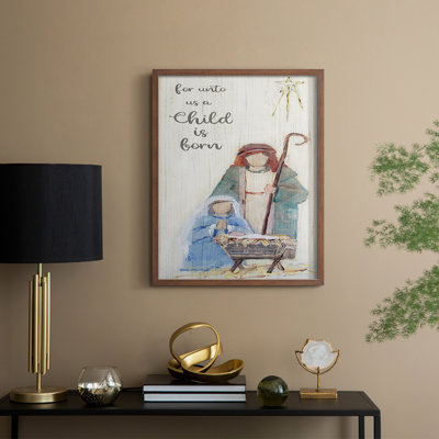 «For Unto Us», reproduction encadrée - bois massif