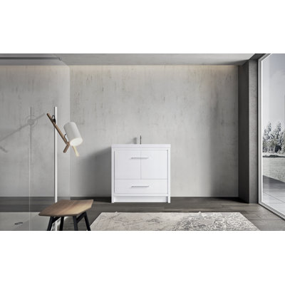 Dyconn Faucet Freestanding Shaker Bathroom Vanity with Stone Resin Countertop Basin (36")