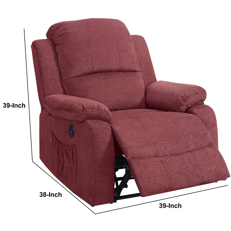 Antwanette Upholstered Power Recliner, Red Velvet