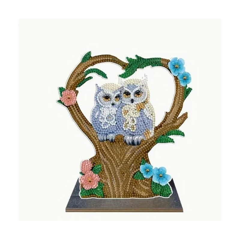 Gillmore 5D DIY Cute Owls Diamond Painting Kit Crystal Rhinestone Wooden Table top Decoration