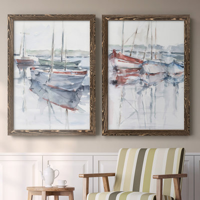 Watercolor Harbor Study I - Toile encadrée de qualité supérieure - prête à être accrochée