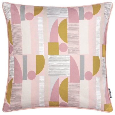 Barcelona Geometric Pink Square Throw Cushion Cover