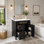 Meuble-lavabo moderne de 24 po avec lavabo en céramique, poignées en métal, porte à fermeture en douceur, support de rangement, finition de surface peinte, noir-2106431973