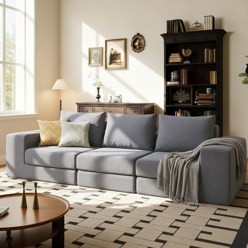 Boneless Masaitis 6 - Piece DIY Linen Upholstered Modular Sectional Sofa Set Couch for New Home Decor, Gray