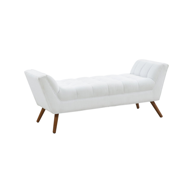 Banc rembourré Almina, Lin blanc