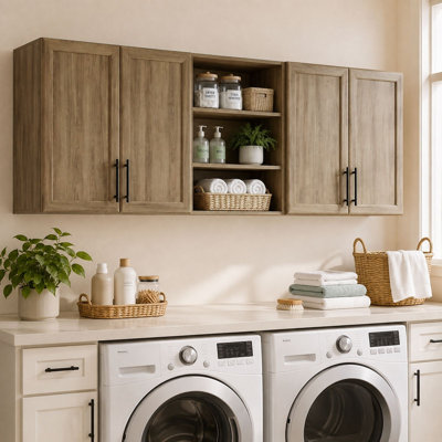 Armoire murale pour buanderie, armoire flottante murale avec tablette réglable, armoire de rangement suspendue pour la cuisine et la salle de bain