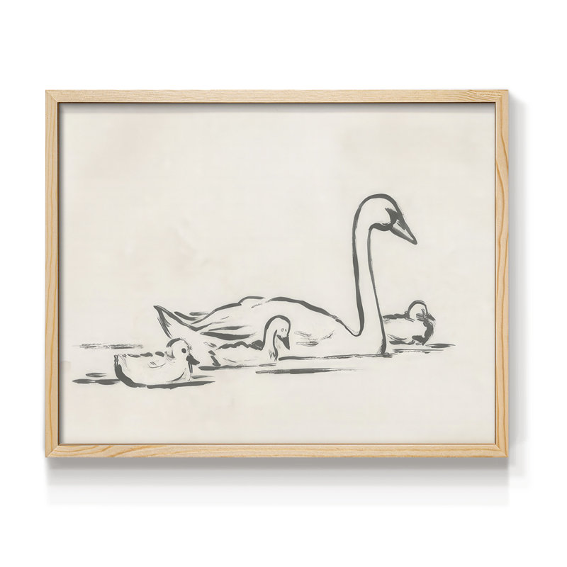 Swan Sketch III -Framed Print - Restickable, Naturel, H 11 po x l 14 po