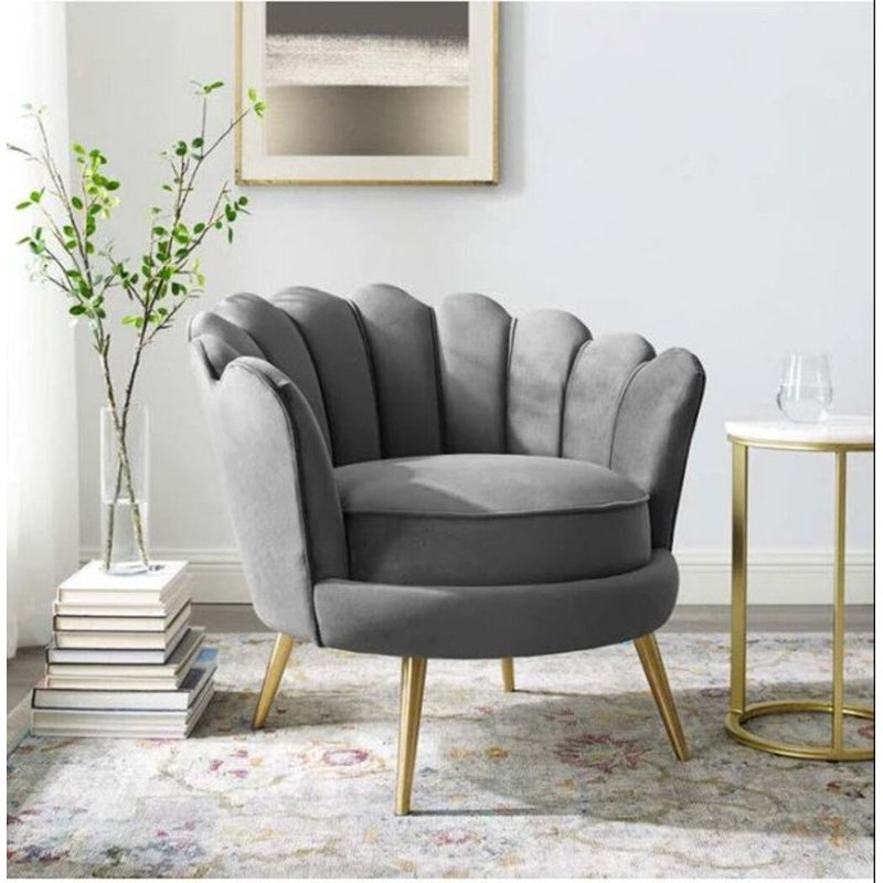 Mardina Velvet Lounge Chair, Gray