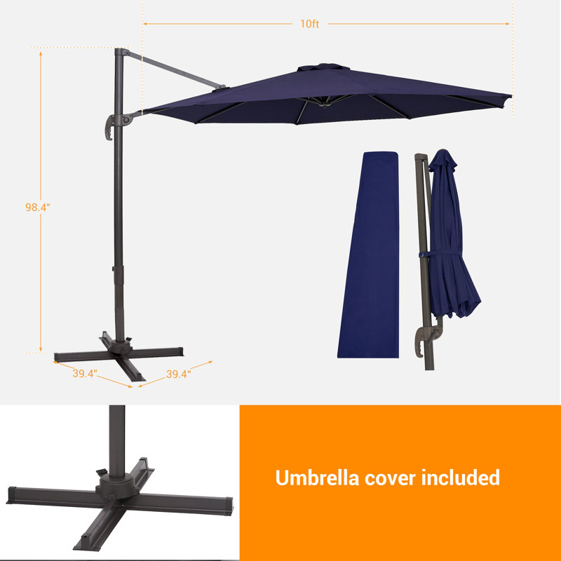 Parasol en porte-à-faux 10 pi Dobrosav, Bleu marine