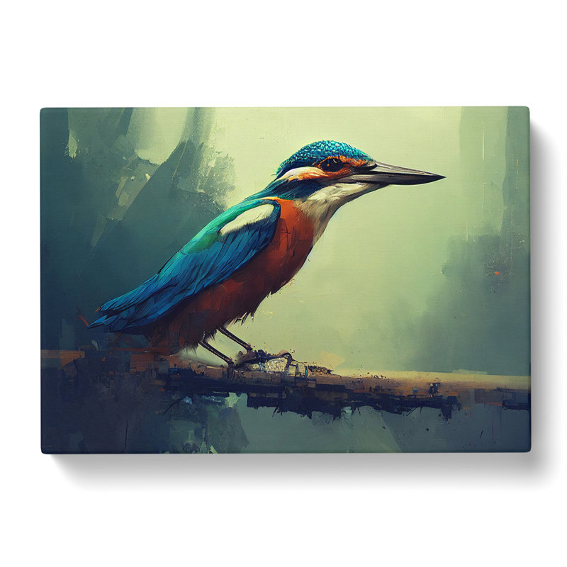 Kingfisher Bird Art - Wrapped Canvas Painting, 35cm H x 50cm W x 3cm D