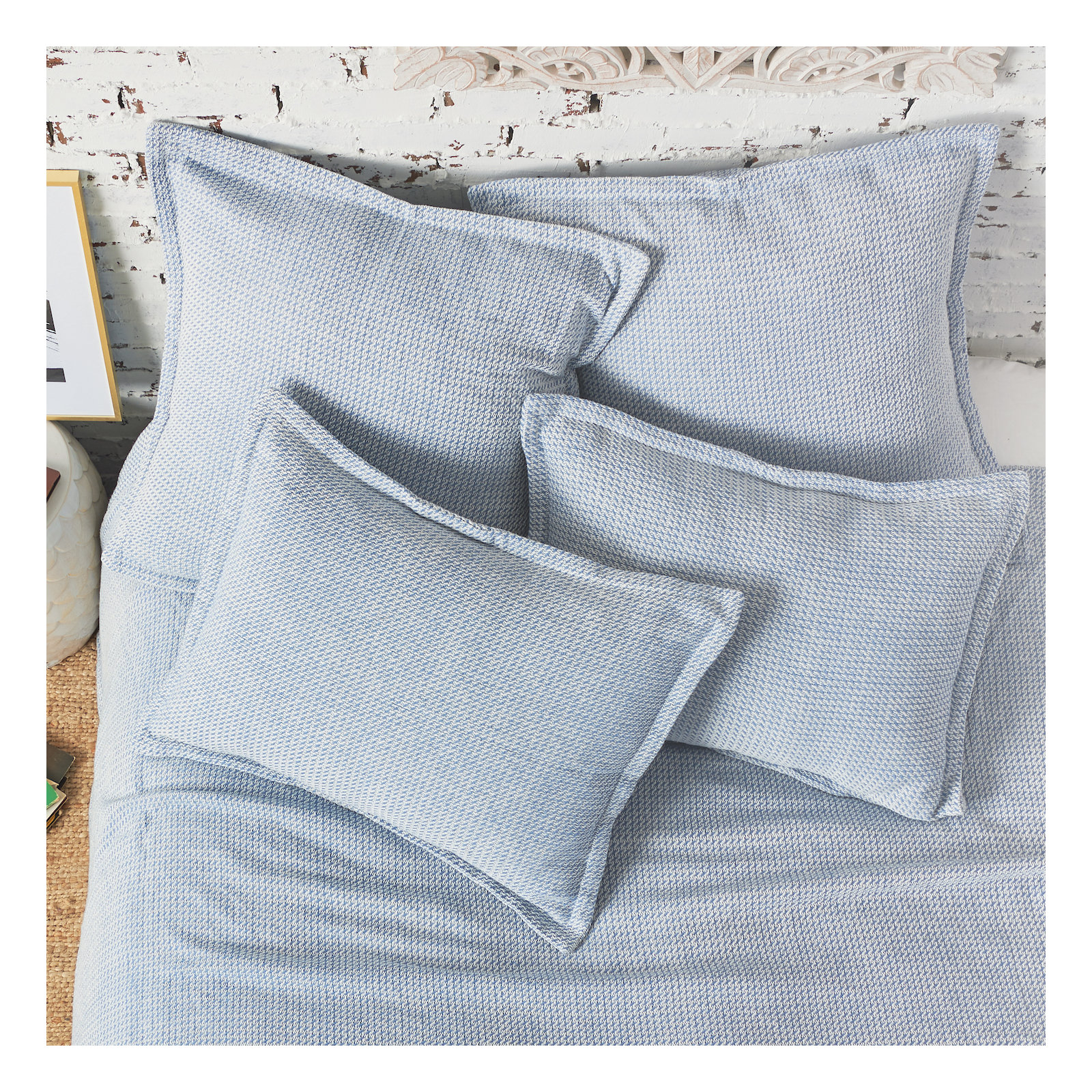 Freja Cotton Sham Set, Standard, Santorini