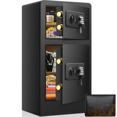 5.5 Cuft Extra Large Home Safes with Water and Fireproof Bag, Double Door Fireproof Safes for Home Use Fire and Water Proof with Electronic Keypad, Fire proof Safe for Home Documents Jewelry