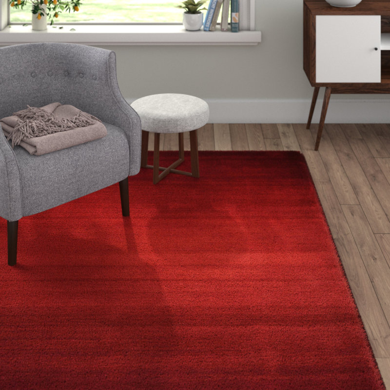 Knag Handmade Wool Carpet In Red, Rectangular 140 x 200cm