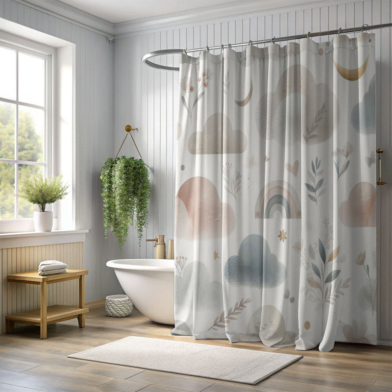 Rideau de douche 1 pièce Calm Cradle, H 74 po x l 71 po