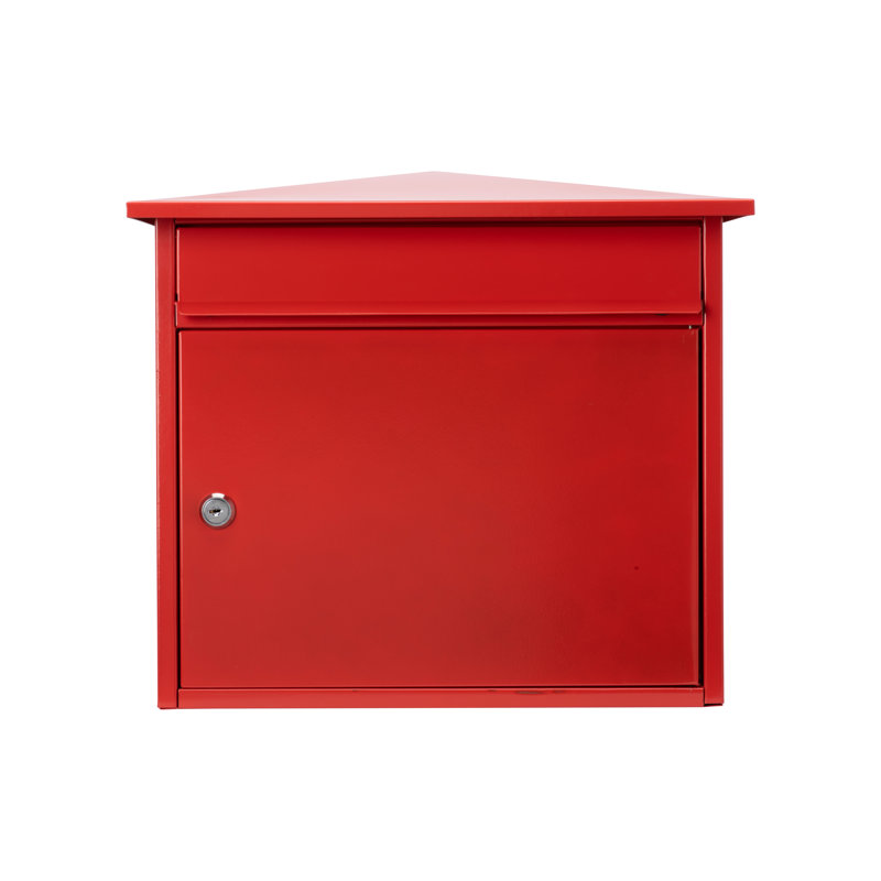 Mersey Wall Mounted Galvanised Steel Lockable Weatherproof Post Box - 39x35x20cm, Red