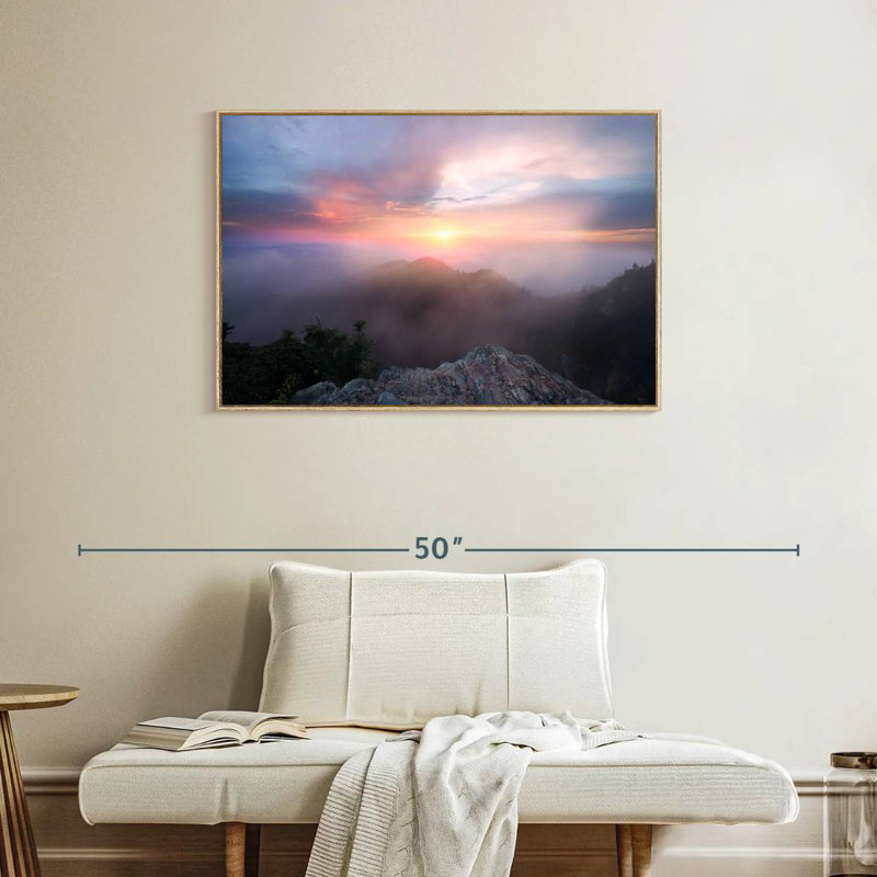 Paysage de Great Smoky Mountain, Cadre flottant en bois naturel, 37 po x 25 po