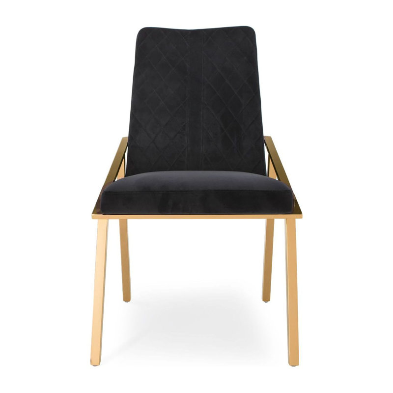 Chaise d'appoint Ingleside, Acier inoxydable doré champagne brossé, Noir