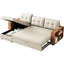 Chaise de rangement beige, rembourrée, conception moderne avec accoudoirs, canapé convertible beige avec accoudoirs carrés et rangement, revêtement en lin, salon