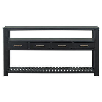 Modern Console Table Sofa Table for Living Room with 4 Drawers and 2 Shelves