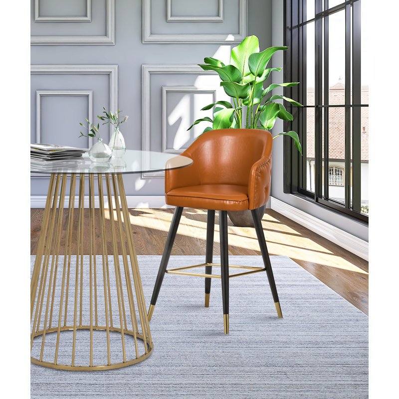 Tabouret de comptoir 27,9 po Eldredge, Cuir cognac végétalien
