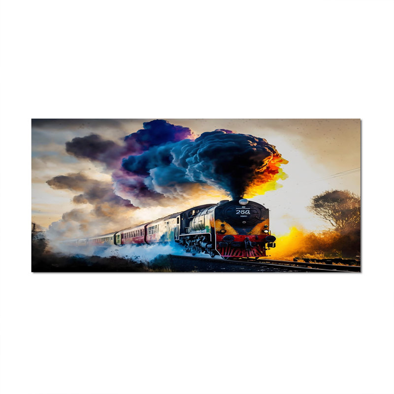 Train On The Move I - Train, art mural, Toile tendue, H 28 po x l 60 po x P 1,5 po
