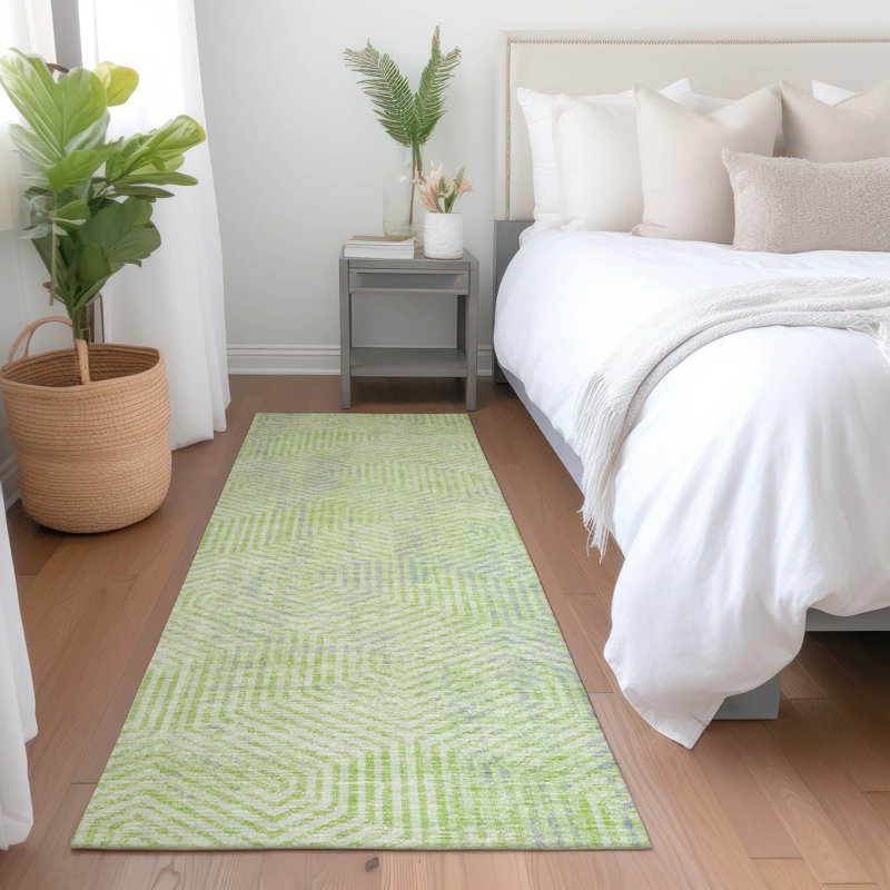 Premium Machine Washable Prisco Lime Rug, Runner 2'3" x 7'6"