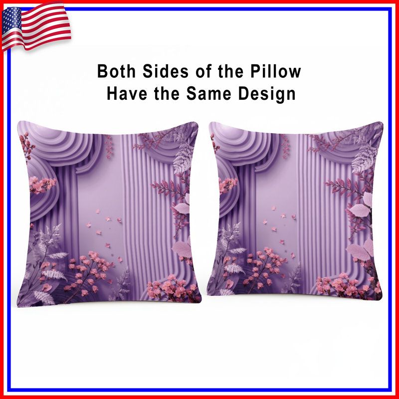 Coussins décoratifs mauves à motif floral, 26 x 26 pouces
