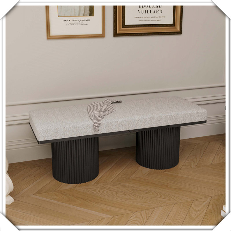 Banc contemporain rembourré avec pieds épais, Black