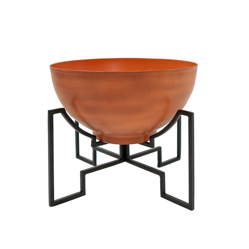 Metal Pot Planter, Burnt Sienna, 13.25" H x 16" W x 16" D