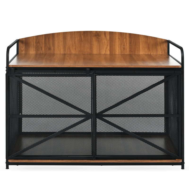 Grande niche pour chien de taille moyenne - chenil en bois avec panneaux décoratifs, cage brune robuste pour chiens, Brun