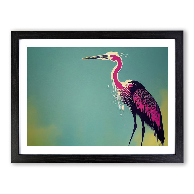Heron Bird Splash Vol.1 Abstract - Single Picture Frame Print, 46cm H x 64cm W x 2cm D, Black