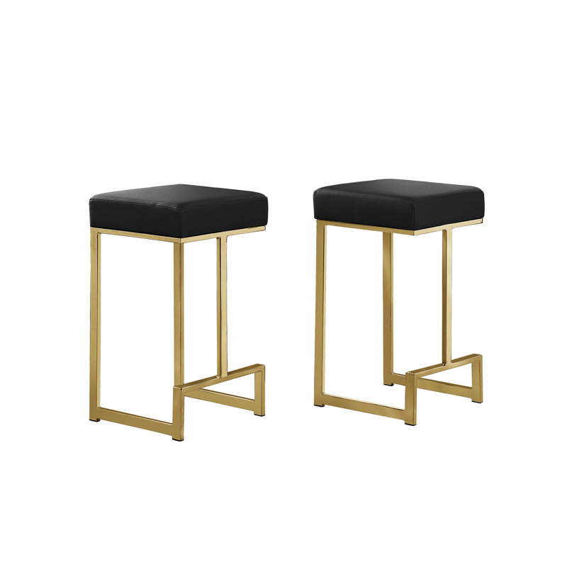 Tabouret de bar et de comptoir Jochebed, Doré, Noir, Tabouret de comptoir (siège d'une hauteur de 25 p