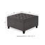 Grand repose-pieds carré avec rangement et pieds en bois, table basse capitonnée avec garniture cloutée pour espace de vie, gris foncé-125537949