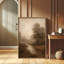 «Soft Misty Riverbank with Autumn Trees», reproduction d'art encadrée-1065388202-1065388181