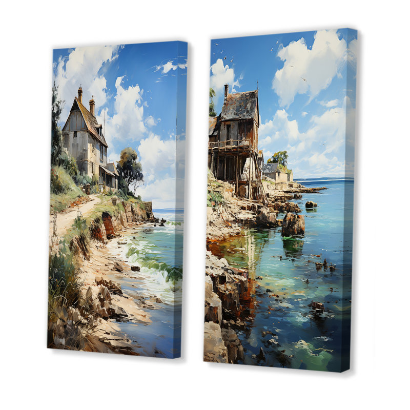 «The Normandy Coast By Eugene», 2 pièces sur toile, H 32 po x l 32 po, Toile tendue