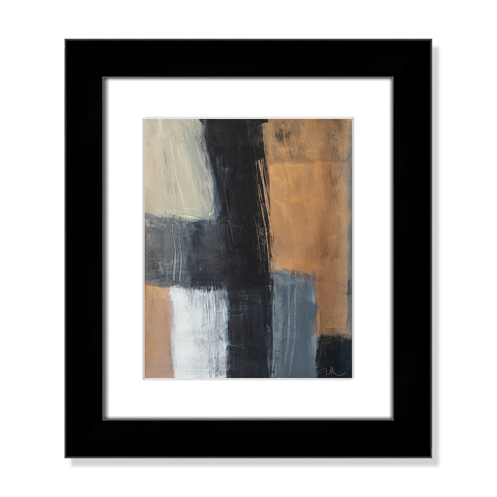 Calderon "Metallic Slate II" Print, 16.5" H x 14.5" W x 1.25" D, Black Cube Frame Matted