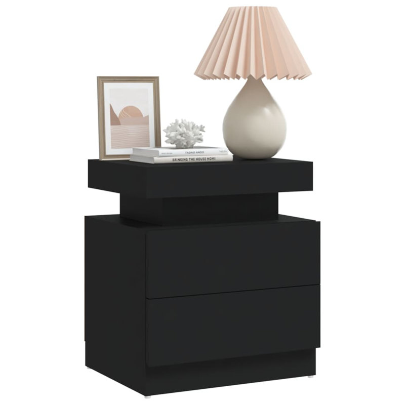 Bedside Cabinet 45x35x52 cm Engineered Wood, Black, Black