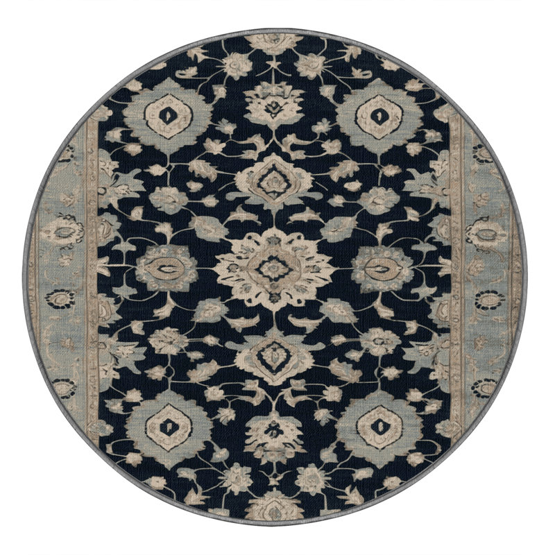 Tapis gris lavable à la machine, Rond 5 pi