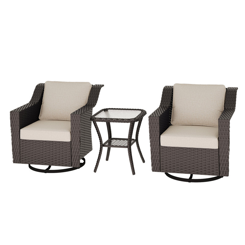Chaise berçante d'extérieur pivotante avec table d'appoint, Beige