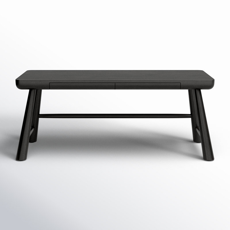 LORIK Solid Wood Writing Desk, Black