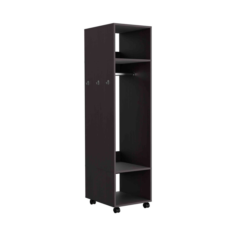 Armoire haute avec miroir 63 po Jerit, Noir mat