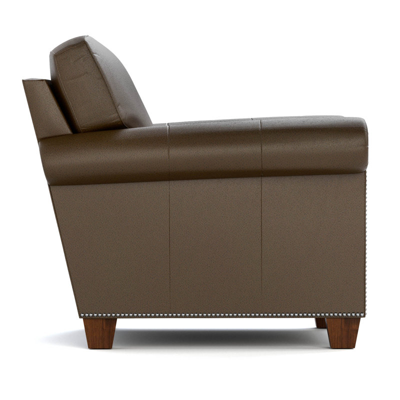 Baldwin Club Chair, Weston Truffle Genuine Leather