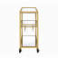 Chariot de service à miroir et à champagne avec porte-verres à pied, tablettes supérieures de miroir de 5 mm, cadre en métal, porte-bouteilles de vin, roulettes, 3 compartiments ouverts, limite de poids de 70 lb, chariot de finition à limite de tablette de 40 lb