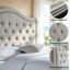 Tête de lit tapissier réglable avec tête de lit classique en lin fin et capitonnage à boutons - Convient aux grands lits simples et grands-381245622-381245618