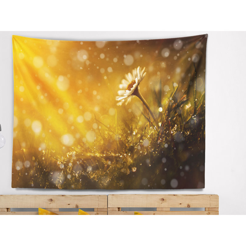 Forêt florale en polyester après pluie au tapisserie coucher de soleil avec accessoires suspendus inclus, H 78 po x l 92 po