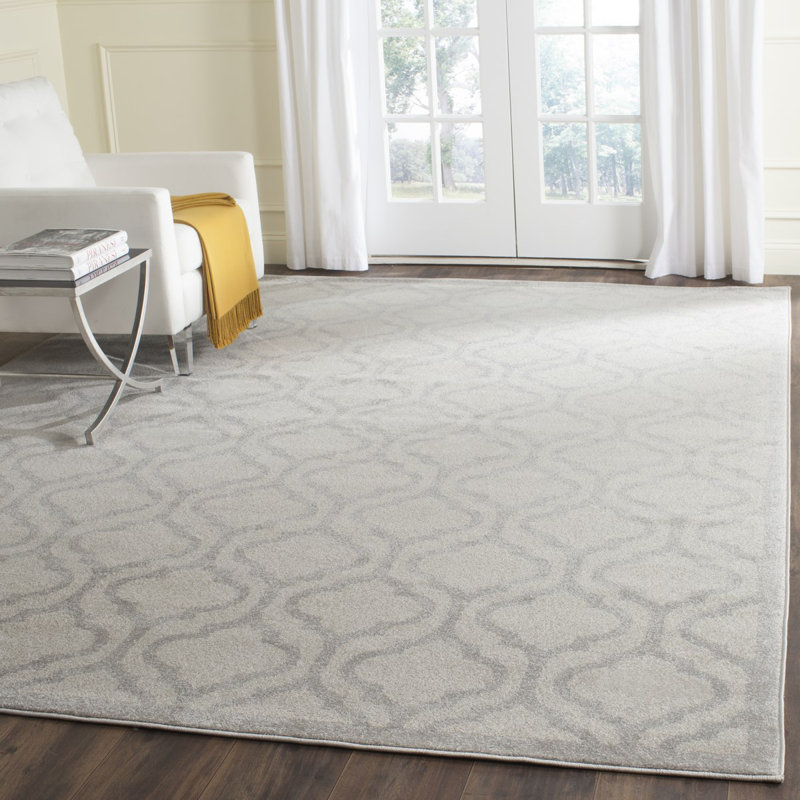 Tapis géométrique ivoire / gris clair Ammundsen, Rectangle 9 pi x 12 pi