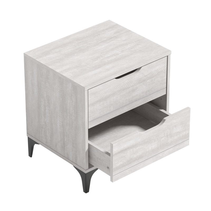 Norcross 2 Drawer Nightstand, Dusty Gray Oak