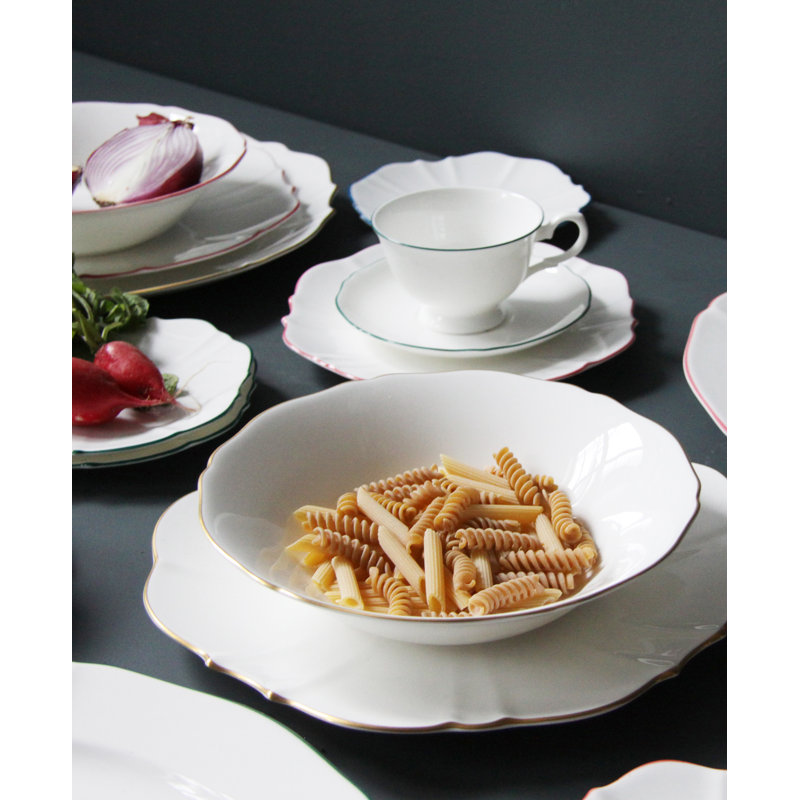 Amelie Bone China Dining Bowl, Brushed Gold/White